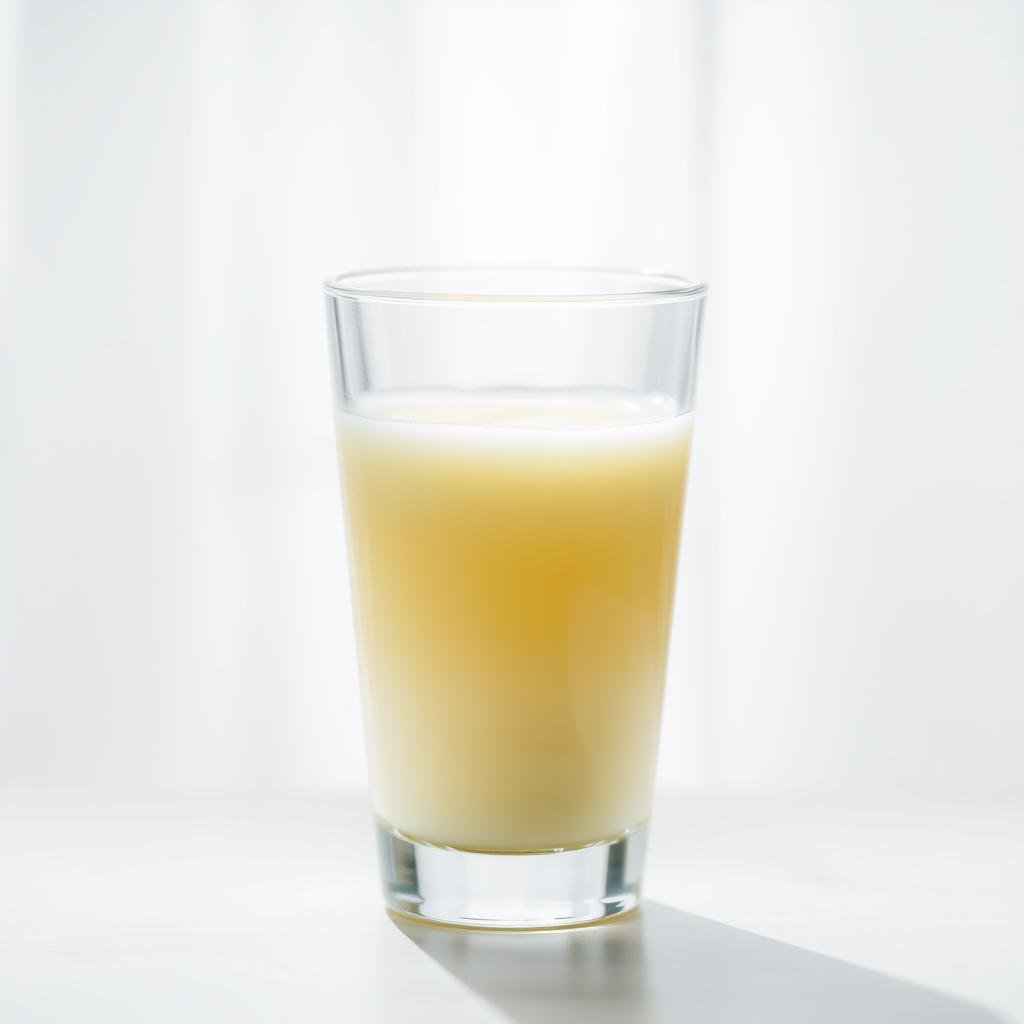 A chilled glass filled with a lush, creamy probiotic beverage. The drink has a vibrant, pale yellow hue and a smooth, silky texture. Suspended within are small, active cultures that gently swirl and dance, emanating a sense of health and vitality. The glass is set against a soft, blurred background, allowing the drink to take center stage. Diffused natural light bathes the scene, creating a calming, inviting atmosphere. The composition is clean and minimalist, highlighting the simplicity and purity of the probiotic-rich dairy drink. The overall mood is one of refreshment, wellness, and the rejuvenating power of probiotics.